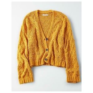 American Eagle yellow knit cardigan